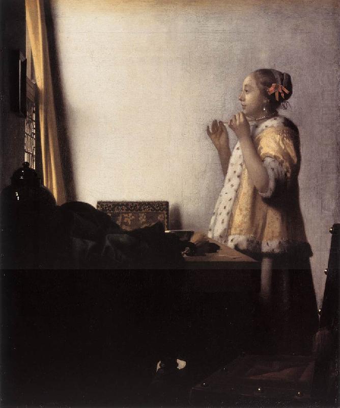 VERMEER VAN DELFT, Jan Woman with a Pearl Necklace wer china oil painting image